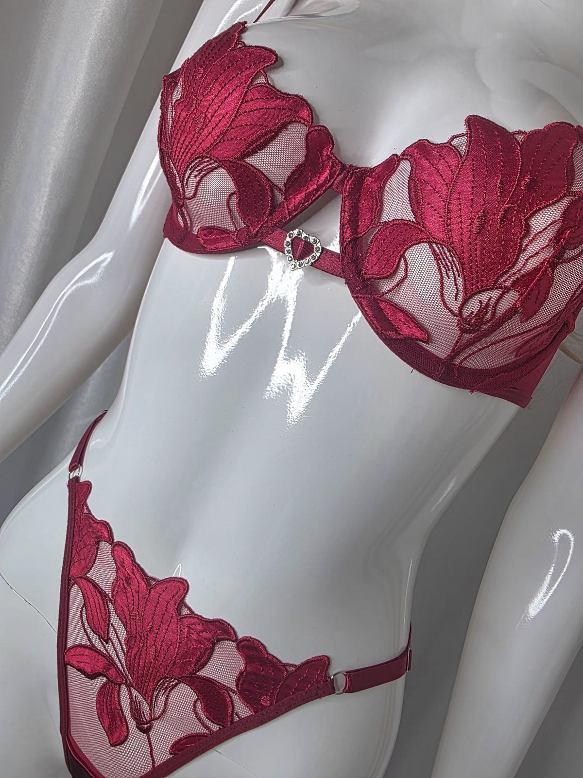 Obsidian Bloom Luxury Embroidered Lingerie Set