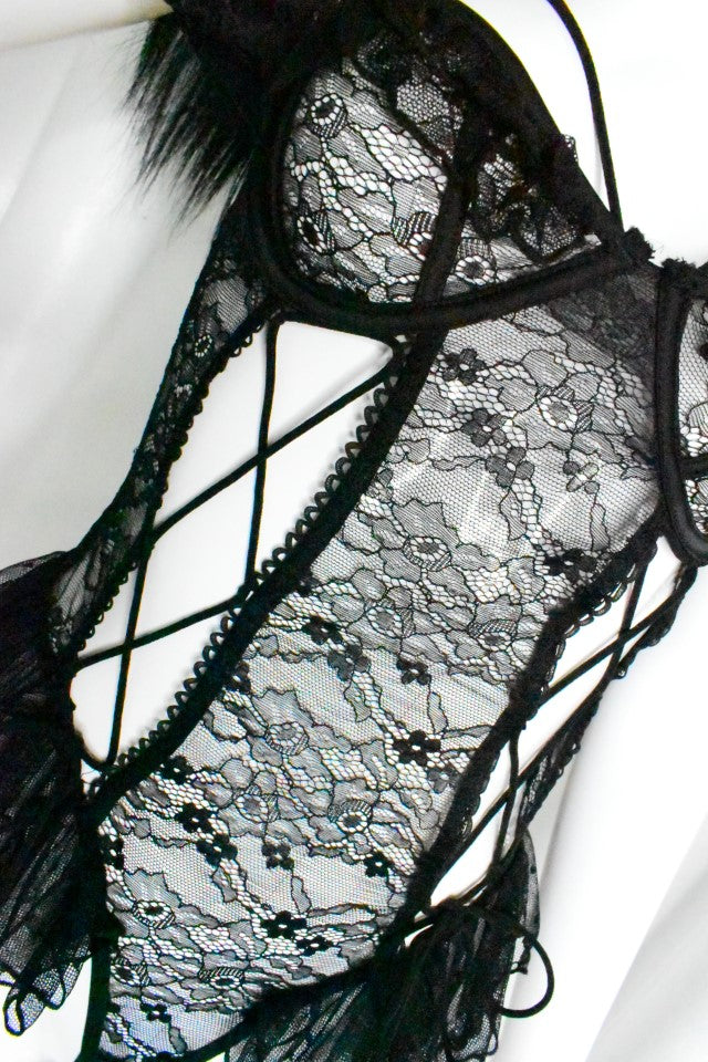 Hera Lace Bodysuit with Ruffles