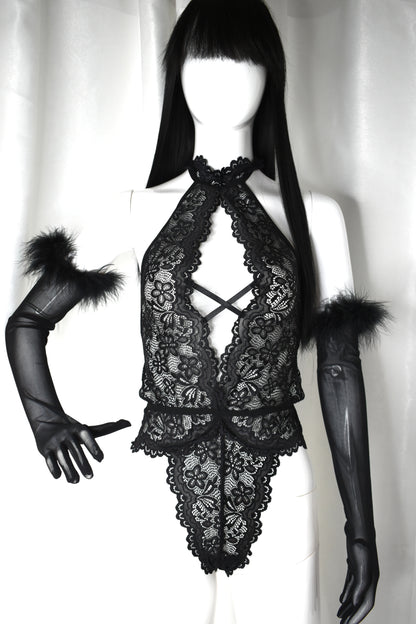 Aphrodite Body Halter with Black Lace