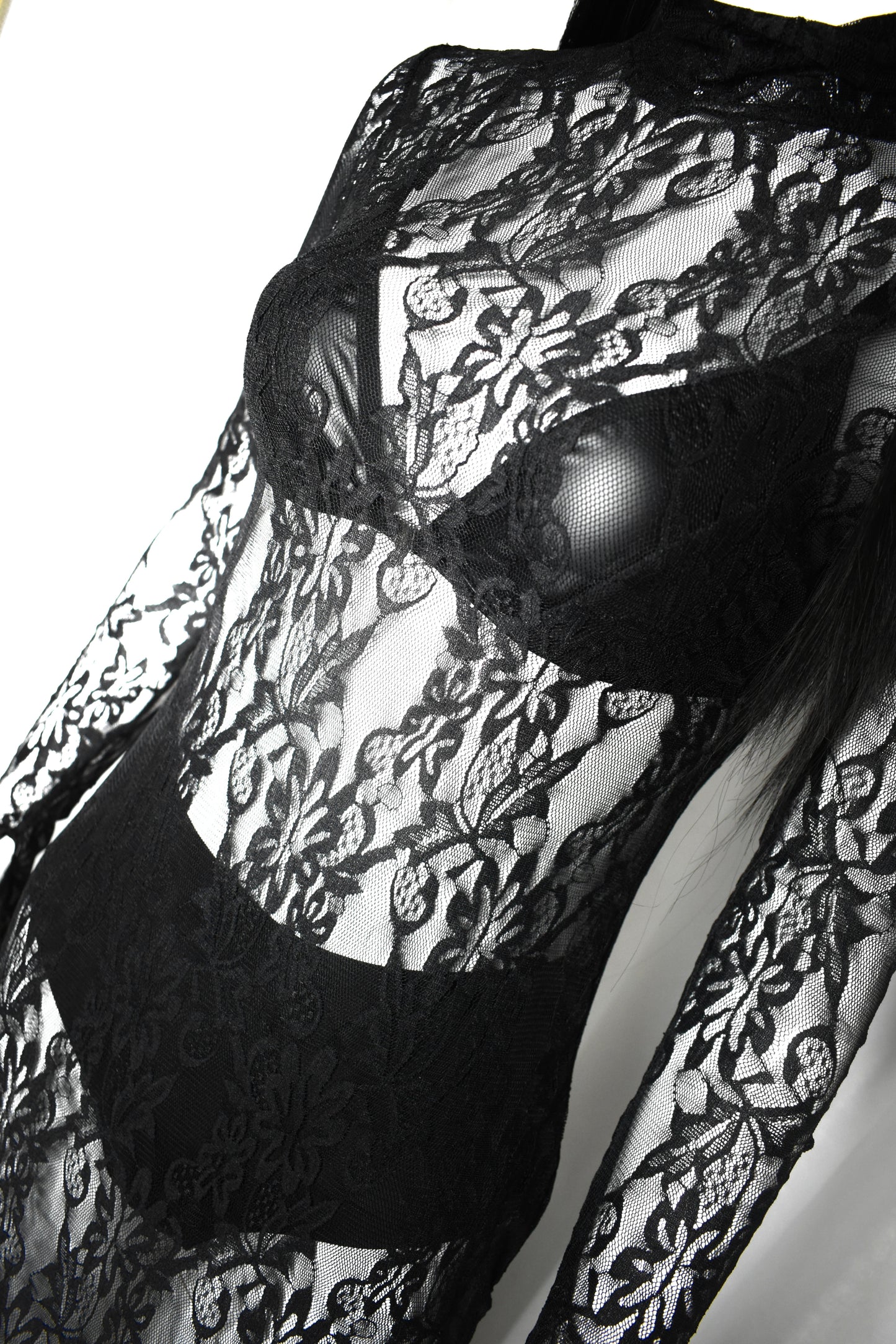 Tyche Black Lace Lingerie with Sheer Details