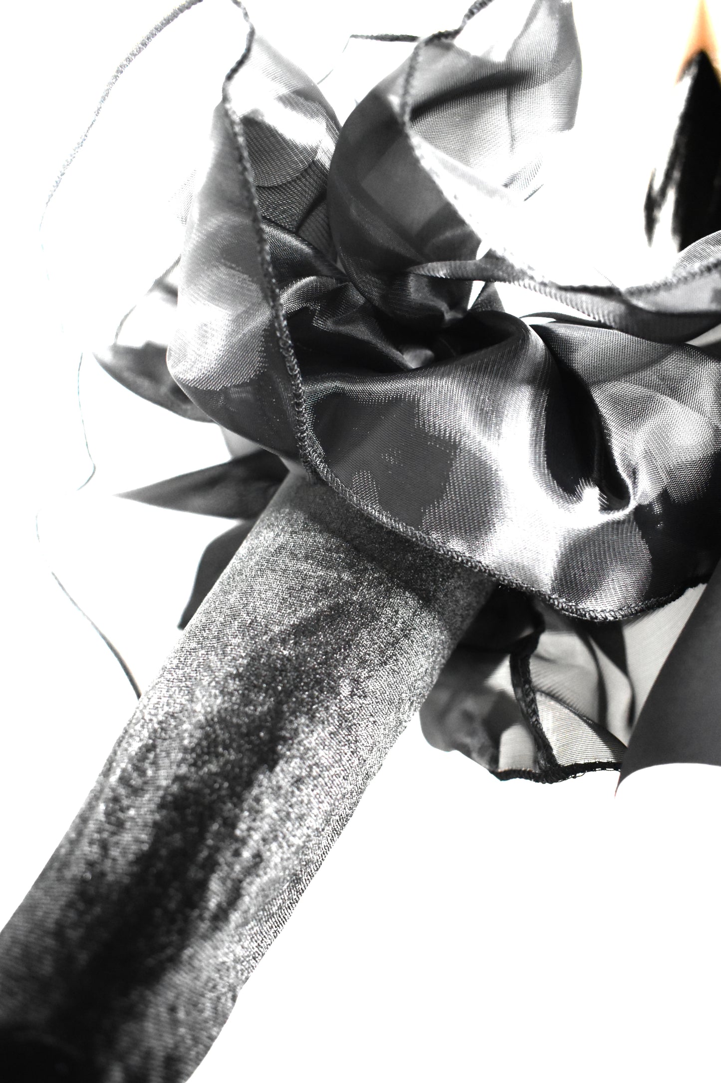 Black Velvet Gloves with Organza Details