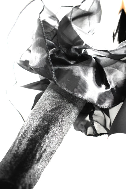 Black Velvet Gloves with Organza Details