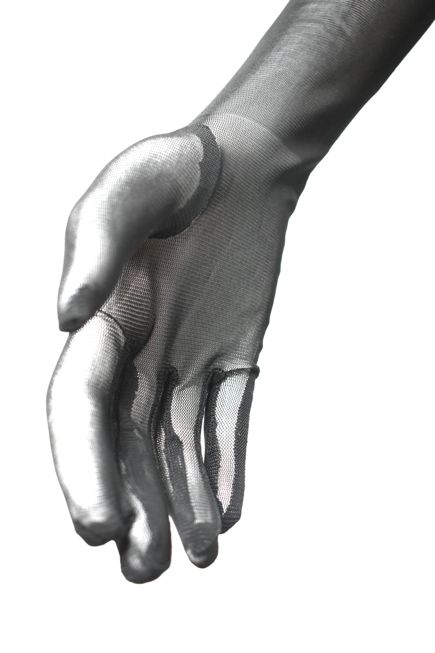 Black Mesh Gloves with Feather Trim