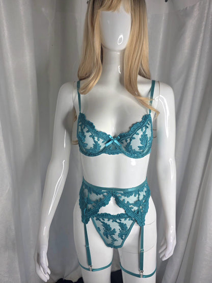 Blue Muse Luxury Garter Lingerie Set