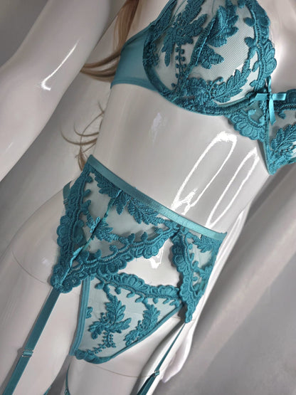 Blue Muse Luxury Garter Lingerie Set