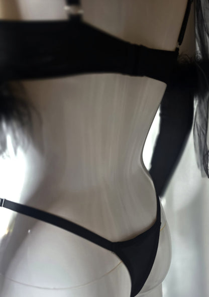 Obsidian Bloom Luxury Embroidered Lingerie Set